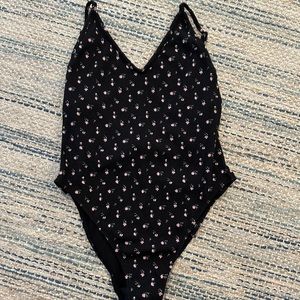 Urban Outfitters Black Floral Bodysuit